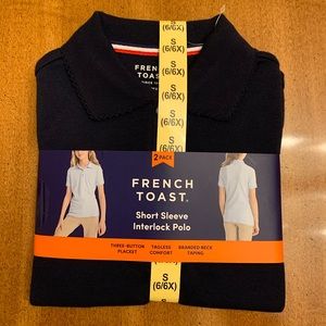 FRENCH TOAST Short sleeve Interlock Polo 2 pack, Navy, Size Small (6/6x)